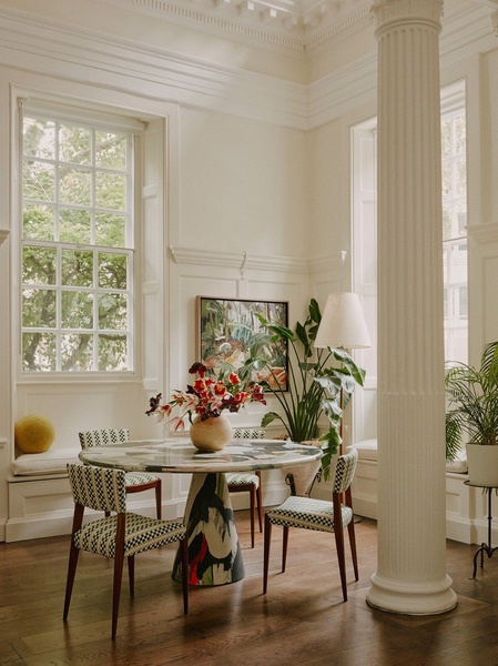 dining table, dining chairs, dining room set, kitchen table, patterned chairs, dining furniture, brand awareness, lifestyle, editorial, calm, luxurious, neutral